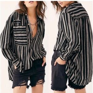 Free People We The Free Summer Breeze Striped Linen Blend Tunic Sz XS